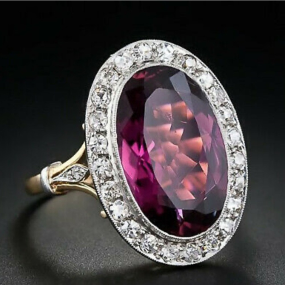 Gorgeous 18k Gold plated oval cut ruby ring